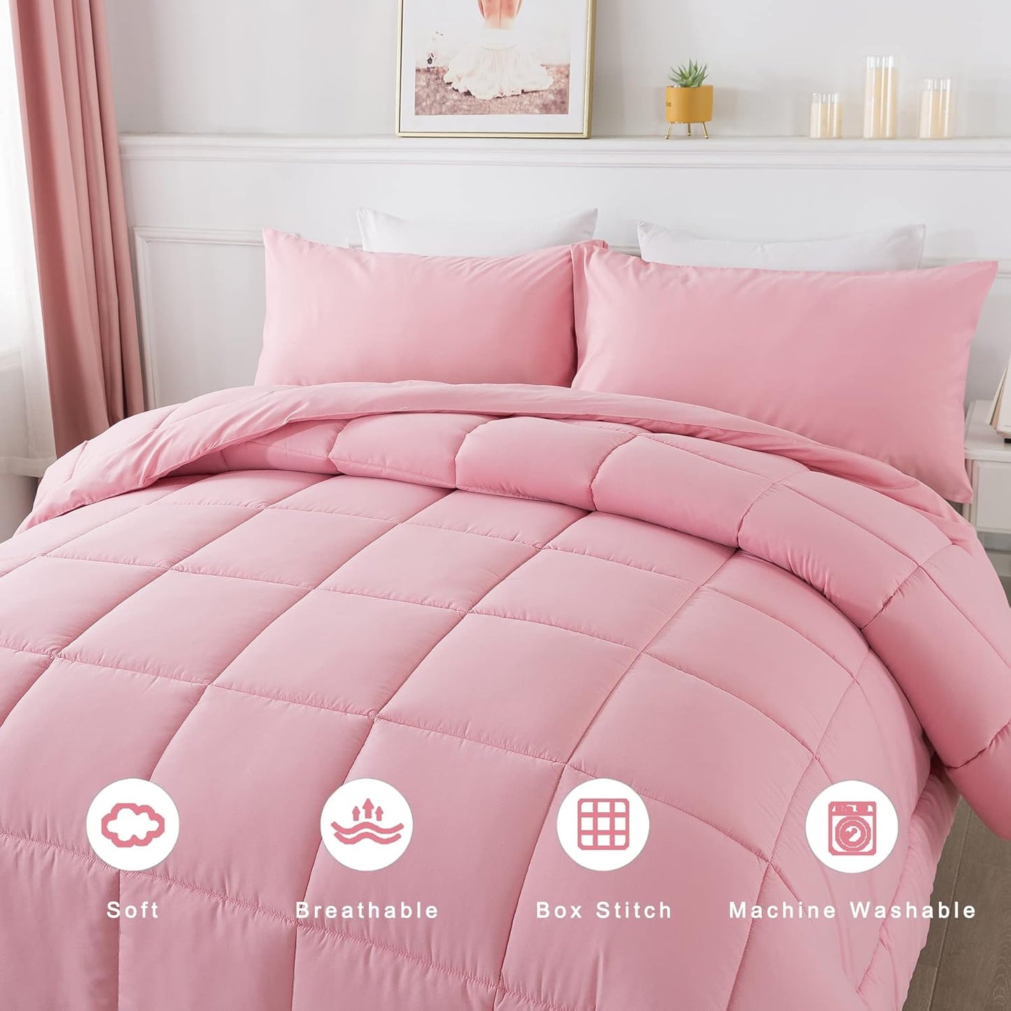 Blush Elegance All-Season Comforter Set – Ultra-Soft Down Alternative Luxury Bedding, Available in Queen and King Sizes