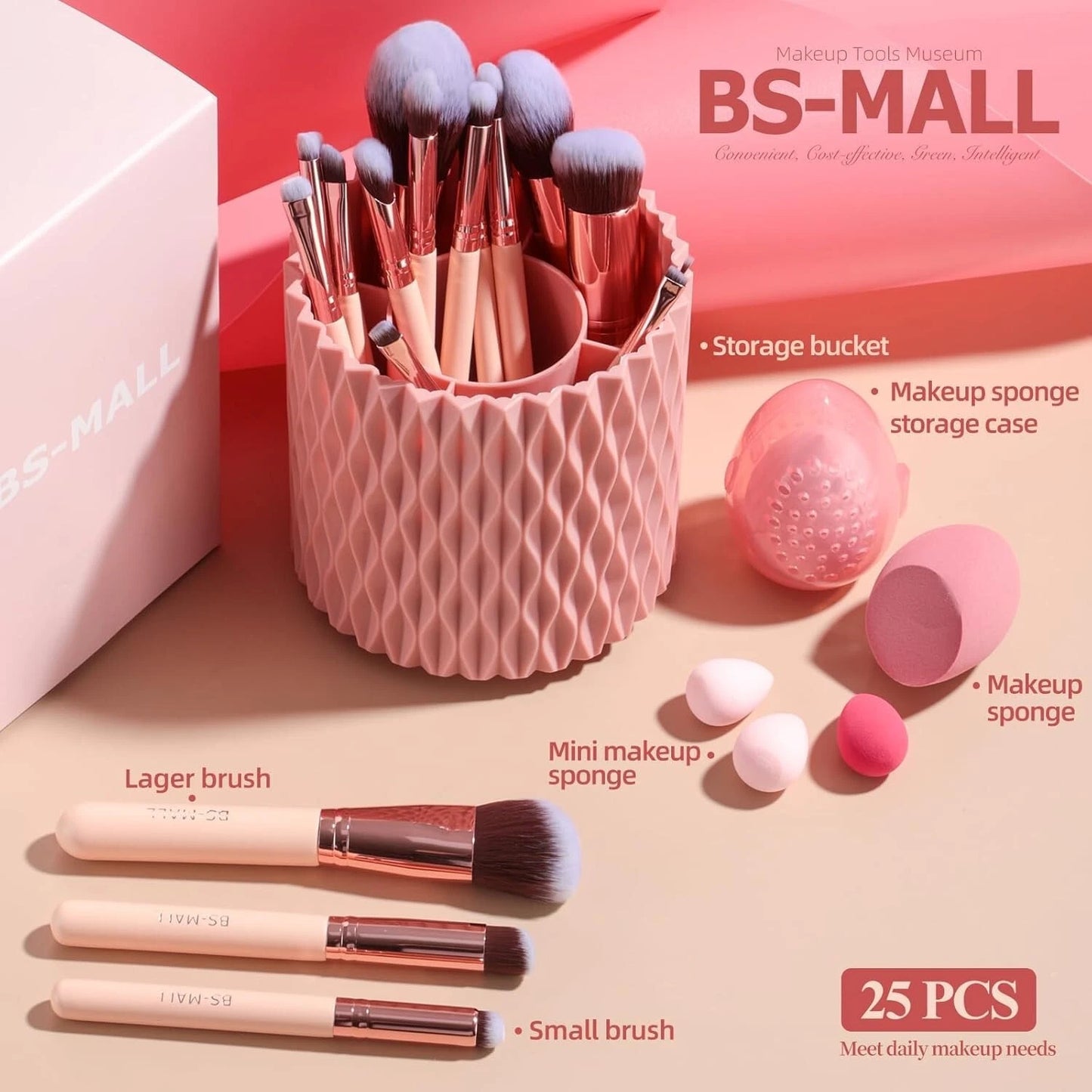 18-Piece Premium Makeup Brush Set with Sponge Holder – Synthetic Foundation, Pow