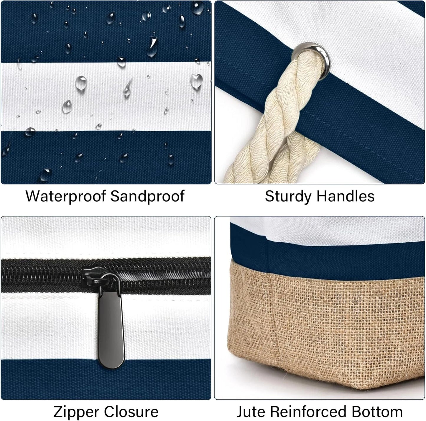 SeaReady Beach Bags for Women Large Canvas Beach Tote Bag Beach Bags Waterproof Sandproof