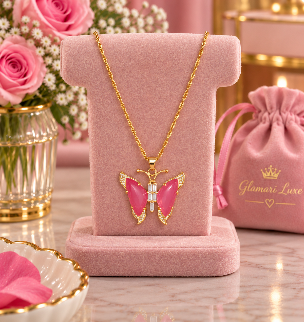 The Pink Butterfly Dreams Necklace