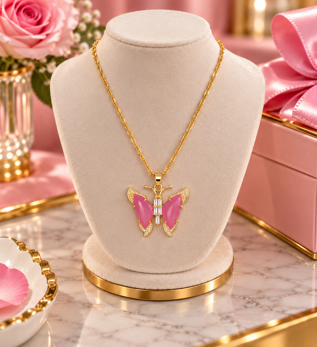 The Pink Butterfly Dreams Necklace
