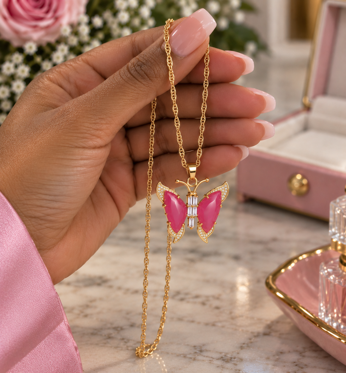 The Pink Butterfly Dreams Necklace