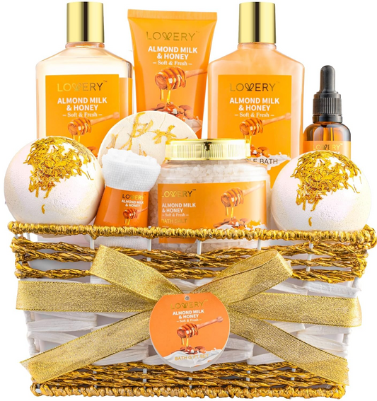 10-Piece Almond Milk & Honey Gift Basket – Spa & Self-Care Set for Women