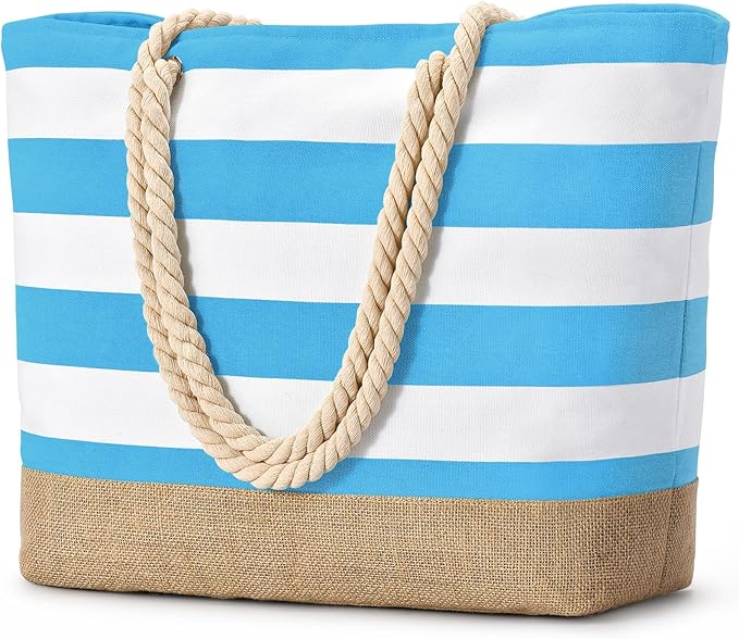 SeaReady Beach Bags for Women Large Canvas Beach Tote Bag Beach Bags Waterproof Sandproof