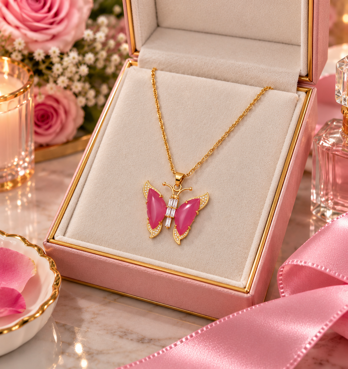 The Pink Butterfly Dreams Necklace