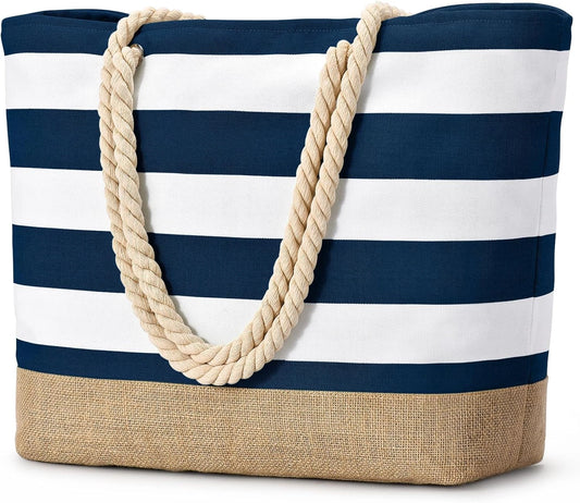 SeaReady Beach Bags for Women Large Canvas Beach Tote Bag Beach Bags Waterproof Sandproof